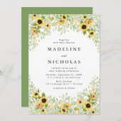 Sonnenblumen und Grüne Hochzeit Einladung (Vorne/Hinten)