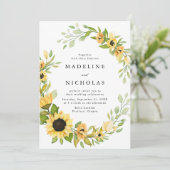 Sonnenblumen und Grüne Hochzeit Einladung (Stehend Vorderseite)