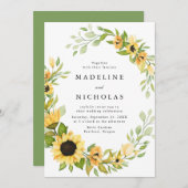 Sonnenblumen und Grüne Hochzeit Einladung (Vorne/Hinten)