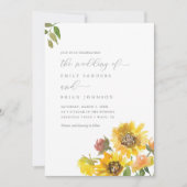 Sonnenblumen und Grünpflanzen Elegante Rustikale H Einladung (Vorderseite)