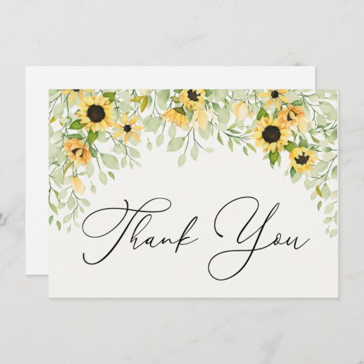 Sonnenblumen und Grünpflanzen Vielen Dank Note Car Mitteilungskarte (Vorne/Hinten)