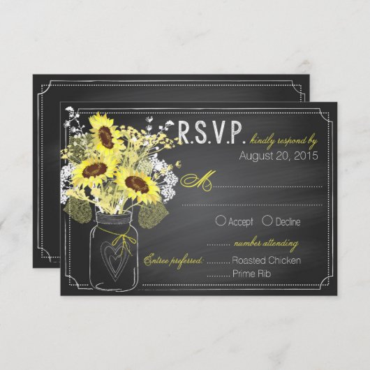 Sonnenblumen und Halbpension RSVP-Karte RSVP Karte (Vorne/Hinten)