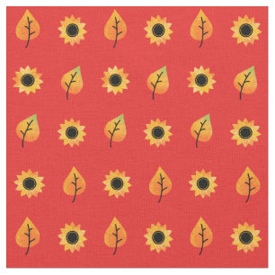 Sonnenblumen und Herbstlaube Stoff