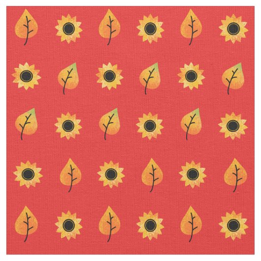Sonnenblumen und Herbstlaube Stoff (Nahaufnahme)