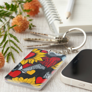 Sonnenblumen und Herz Schlüsselanhänger