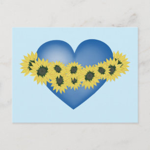 Sonnenblumen und Herz. Unterstütze die Ukraine Postkarte