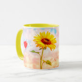 Sonnenblumen und Herzblasen Romantisches Geschenkd Tasse (Vorderseite Links)