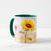 Sonnenblumen und Herzblasen Romantisches Geschenkd Tasse (Vorderseite Links)