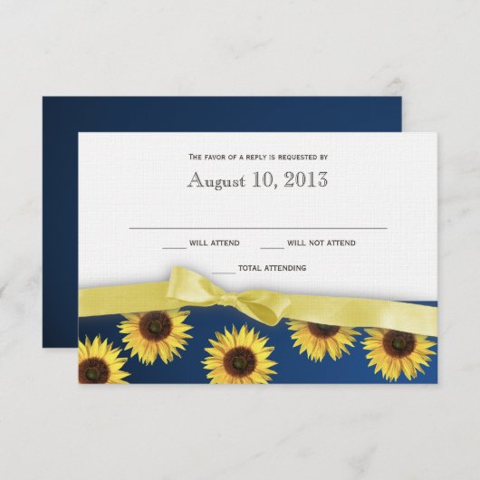 Sonnenblumen und Hochzeitsreaktion auf das Flachla RSVP Karte (Vorne/Hinten)