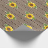Sonnenblumen und Holz Geschenkpapier (Ecke)