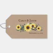 Sonnenblumen und Holz-Slice Sitzplatznummer Gefall Geschenkanhänger (Rückseite Horizontal)