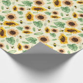 Sonnenblumen und Honigbiene Geschenkpapier (Ecke)