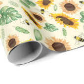 Sonnenblumen und Honigbiene Geschenkpapier (Rolleneckpunkt)