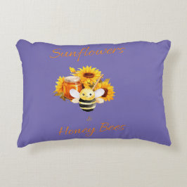 "Sonnenblumen und Honigbienen" Dekokissen