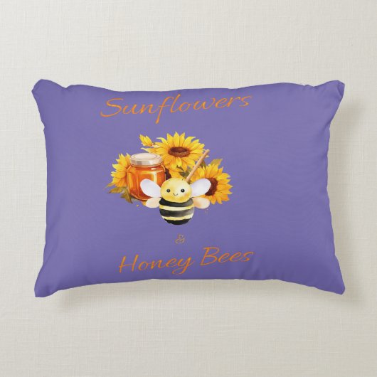 "Sonnenblumen und Honigbienen" Dekokissen (Vorderseite)