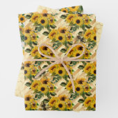 Sonnenblumen und Honigbienen-Umschlagpapier Geschenkpapier Set (Beispiel)