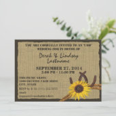 Sonnenblumen und Hufeisen GRILLEN Hochzeitsempfang Einladung (Stehend Vorderseite)