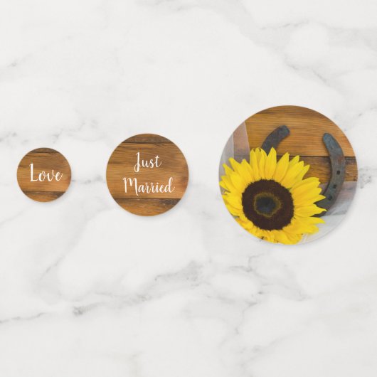 Sonnenblumen und Hufeisen Western Hochzeit Konfetti (Vorderseiten)