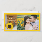 Sonnenblumen und Hufeisen Western Hochzeit Vielen Dankeskarte (Vorderseite)