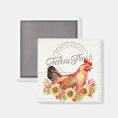 Sonnenblumen und Hühnerfarm frisch Magnet (Vorderseite/Rückseite)