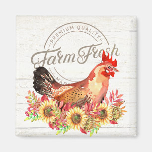 Sonnenblumen und Hühnerfarm frisch Magnet