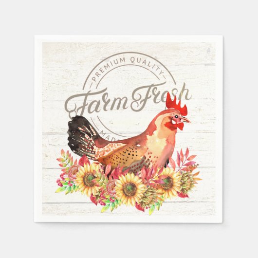 Sonnenblumen und Hühnerfarm frisch Serviette (Vorderseite)