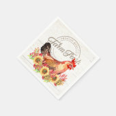 Sonnenblumen und Hühnerfarm frisch Serviette (Ecke)
