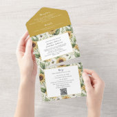 Sonnenblumen und Hummeln All In One Einladung (Abreißen)