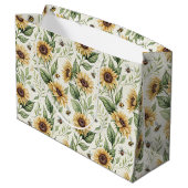 Sonnenblumen und Hummeln Florales Geschenktüte (Rückseite Schrägansicht)