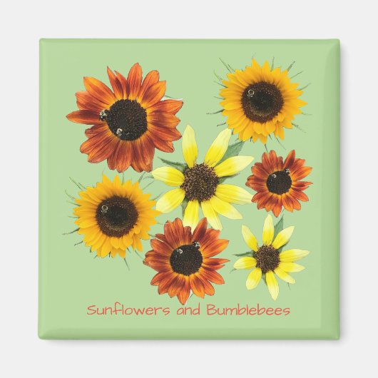 Sonnenblumen und Hummeln Ihre Textmagnete Magnet (Vorne)