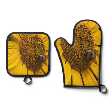 Sonnenblumen und Hummeln Oven Mitt Set