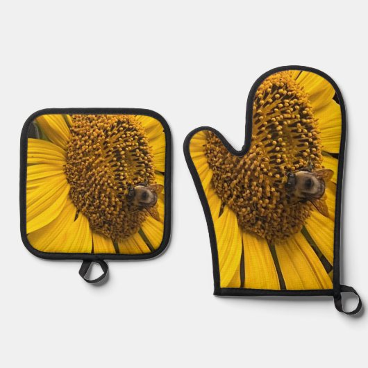 Sonnenblumen und Hummeln Oven Mitt Set (Vorderseite)