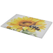 Sonnenblumen und Hummeln Schneidebrett (Ecke)