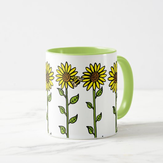 Sonnenblumen und Hummeln Tasse (VorderseiteRechts)