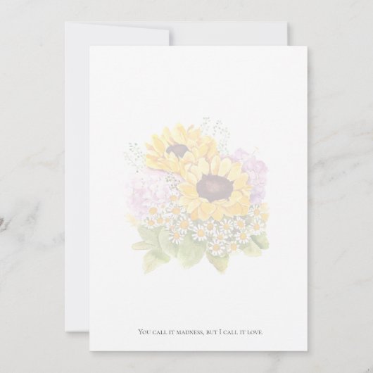 Sonnenblumen und Hydrangea Einladung (Rückseite)