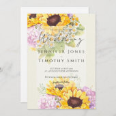 Sonnenblumen und Hydrangea Einladung (Vorne/Hinten)