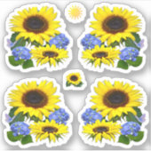 Sonnenblumen und Hydrangeas Aufkleber (Vorderseite)