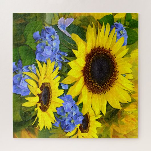 Sonnenblumen und Hydrangeas Puzzle (Horizontal)
