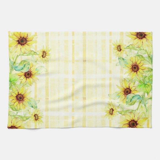 Sonnenblumen und kariert geschirrtuch (Horizontal)
