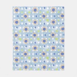 Sonnenblumen und Kariertes Vintages Design Fleecedecke