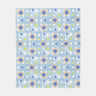 Sonnenblumen und Kariertes Vintages Design Fleecedecke