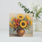 Sonnenblumen und Klatschmohn-Stillleben Karte (Stehend Vorderseite)