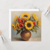 Sonnenblumen und Klatschmohn-Stillleben Karte (Vorderseite/Rückseite Beispiel)