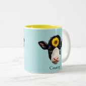 Sonnenblumen und Kuh-Gesicht Zweifarbige Tasse (VorderseiteRechts)