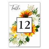 Sonnenblumen und Künstlerische Rosenblume - Weiß 2 Tischnummer (Rückseite)