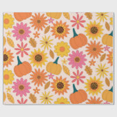 Sonnenblumen und Kürbis Herbstmuster Geschenkpapier (Flach)