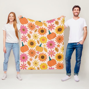 Sonnenblumen und Kürbisse Herbstmuster Fleecedecke