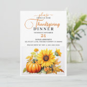 Sonnenblumen und Kürbisweilen Erntedank Einladung (Stehend Vorderseite)
