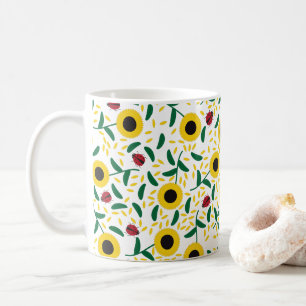 Sonnenblumen und Ladybugs-Muster Kaffeetasse