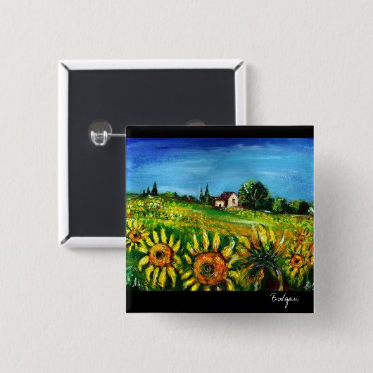 SONNENBLUMEN UND LÄNDER IN DER Toskana Button (Vorne & Hinten)